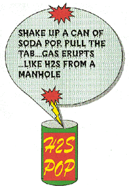 Shake up a can of soda pop, pull the tab. Gas erupts, like H2S from a manhole.